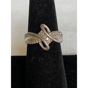 SUN 925 Sterling Silver & Diamond accent ring size 6.75 Vintage Estate jewelry